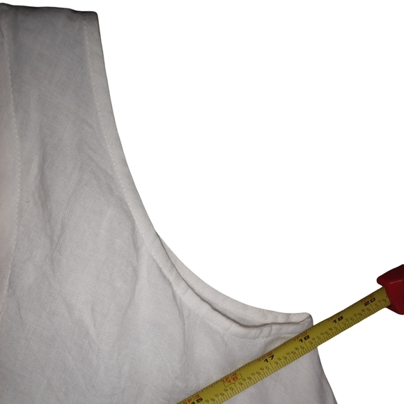 Crown Linen Women's Tawni Frayed Hem White Midi Dress Casual Minimalist Large - Picture 6 of 7